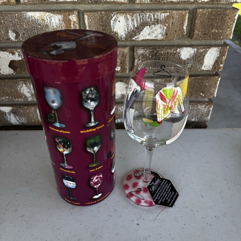 Lolita Hand Painted Wine Glass 15oz Fashionista Recipe on Bottom